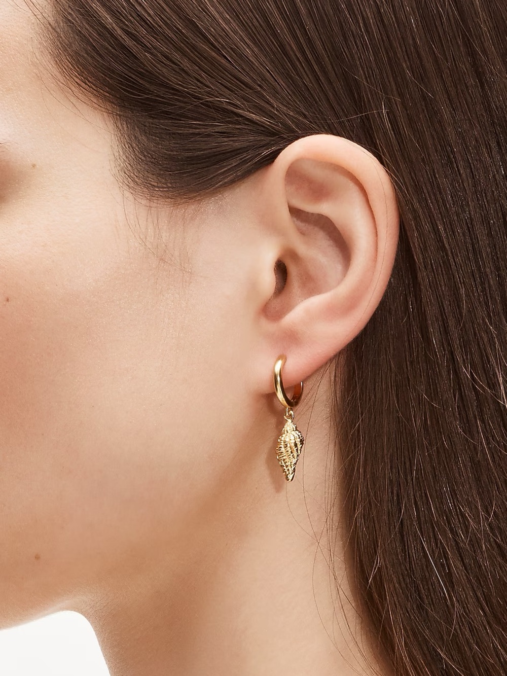 J. Crew Gold Shell Drop Hoop Earrings